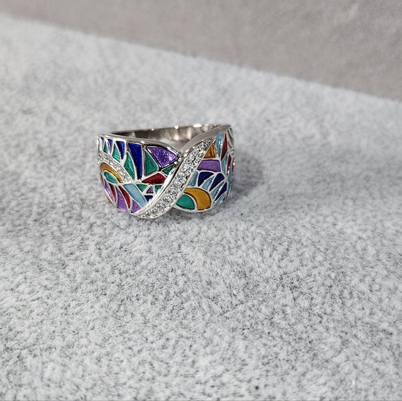 Hip Hop Multicolored Wide Ring - Picture 5 of 6